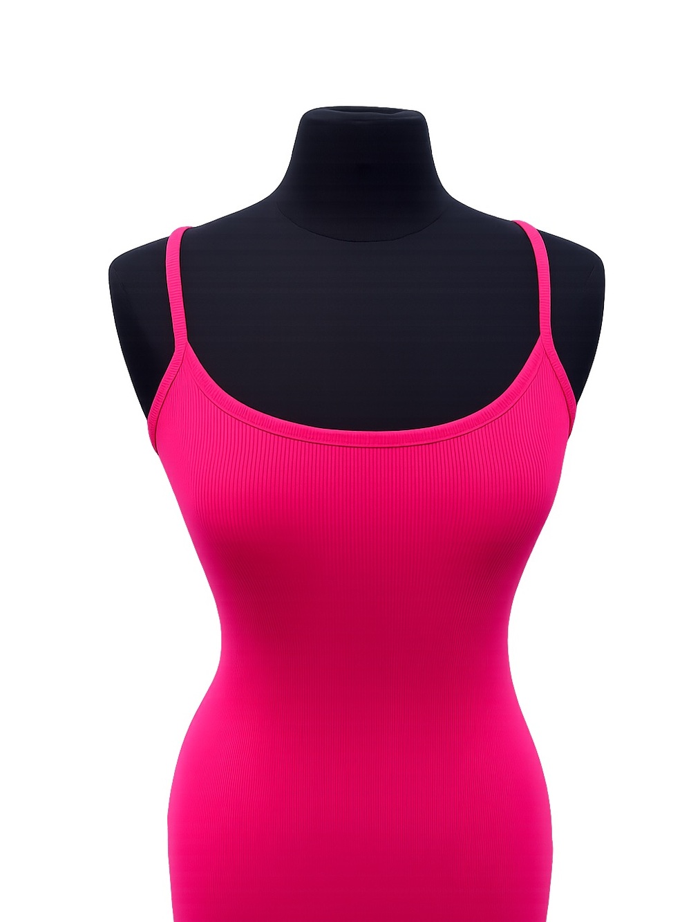 NEW Zenana Tawnie Bodycon Spaghetti-Strap Midi/Maxi Dress Hot Pink Barbiecore Lg - Picture 4 of 11